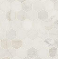 Premium Impressions Marble Mosaics Arabescato Venato 2" Hex Honed